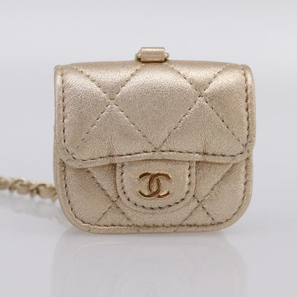 Chanel Pearl Crown CC Multi Pouches Wristlet Quilted Lambskin, Gold, Leather, Clutch