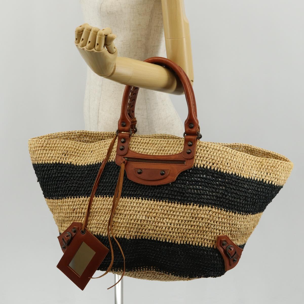 Balenciaga Vintage handbag Leather, "BEIGE,BLACK", LEATHER,WOOD, Handbag