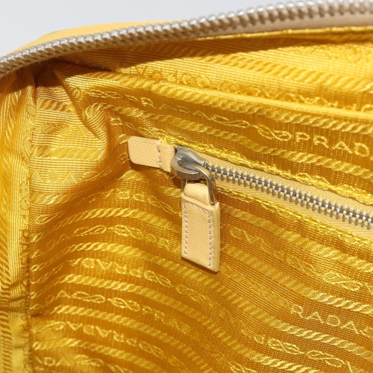 Prada Bauletto Tessuto with Saffiano Leather, Yellow, Canvas, Handbag