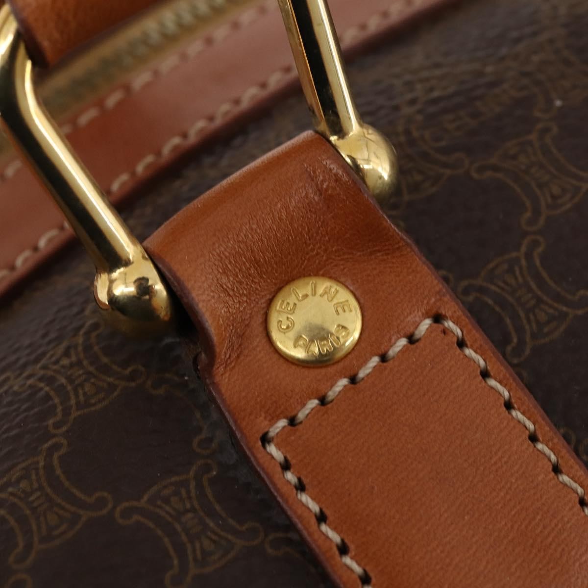 Celine Vintage Duffle Canvas and Leather, Brown, Canvas, Travel Bag