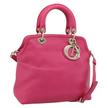 Christian Dior Granville Satchel Leather, Pink, Leather, Handbag