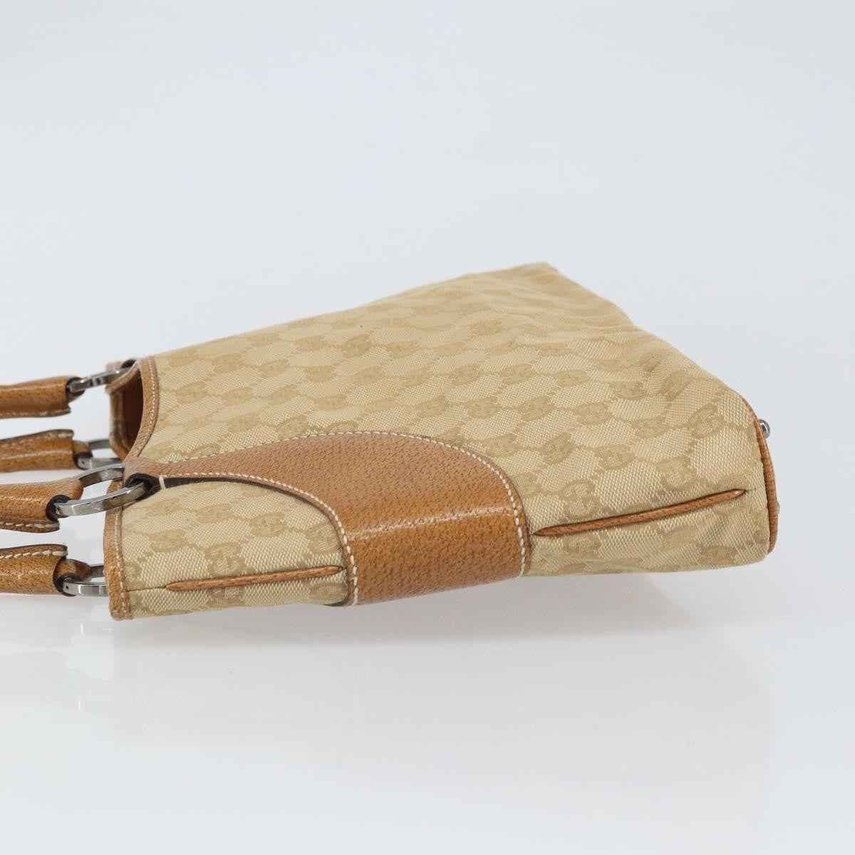 Gucci Vintage Ring Tote GG Canvas with Leather, Beige, Canvas, Tote Bag