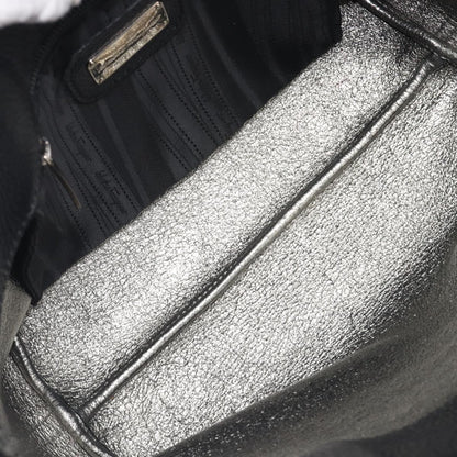 Salvatore Ferragamo Gancini Leather, Black, Leather, Handbag