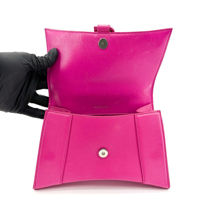 Balenciaga Hourglass Top Handle Leather with Crystals, Pink, Leather, Handbag