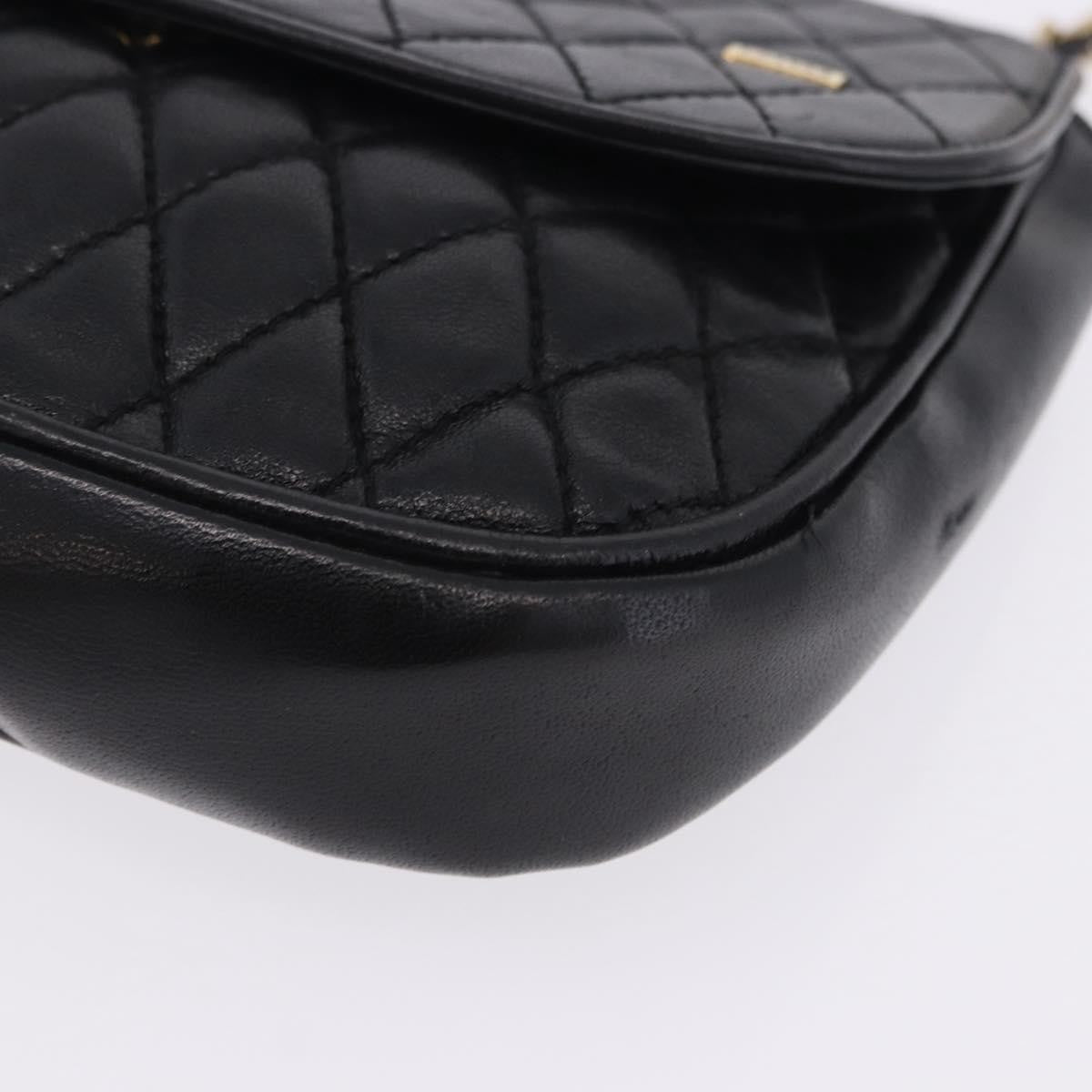 Bally Vintage Chain Quilted Leather, Black, Leather, Shoulder Bag