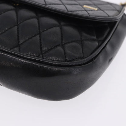 Bally Vintage Chain Quilted Leather, Black, Leather, Shoulder Bag