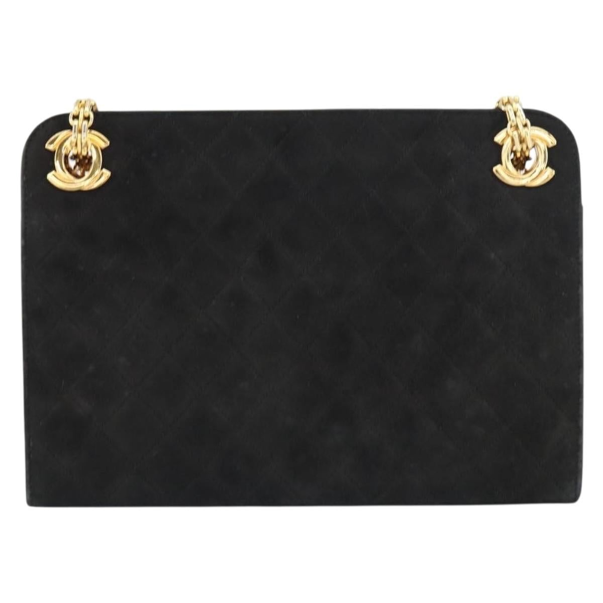 Chanel Matelasse Chain Shoulder Bag Suede, BLACK, SUEDE, Shoulder bag