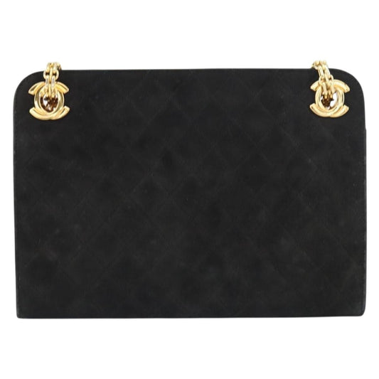 Chanel Matelasse Chain Shoulder Bag Suede, BLACK, SUEDE, Shoulder bag