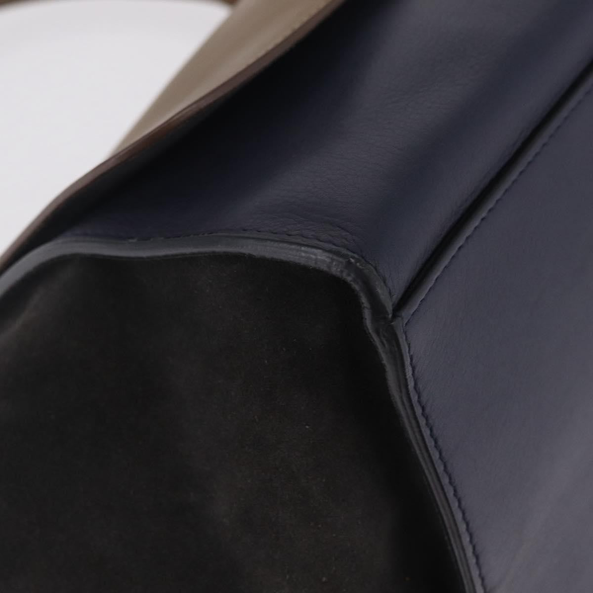 Celine Tricolor Trapeze Leather, Navy, Leather, Handbag