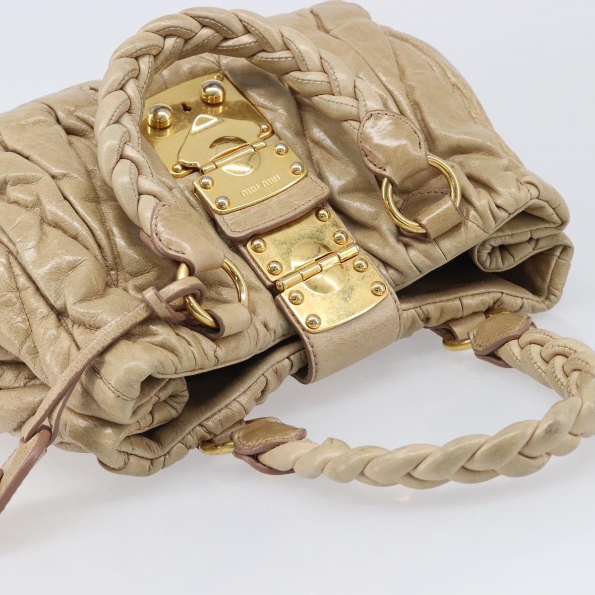 Miu Miu Coffer Convertible Satchel Matelasse Leather, Beige, Leather, Handbag