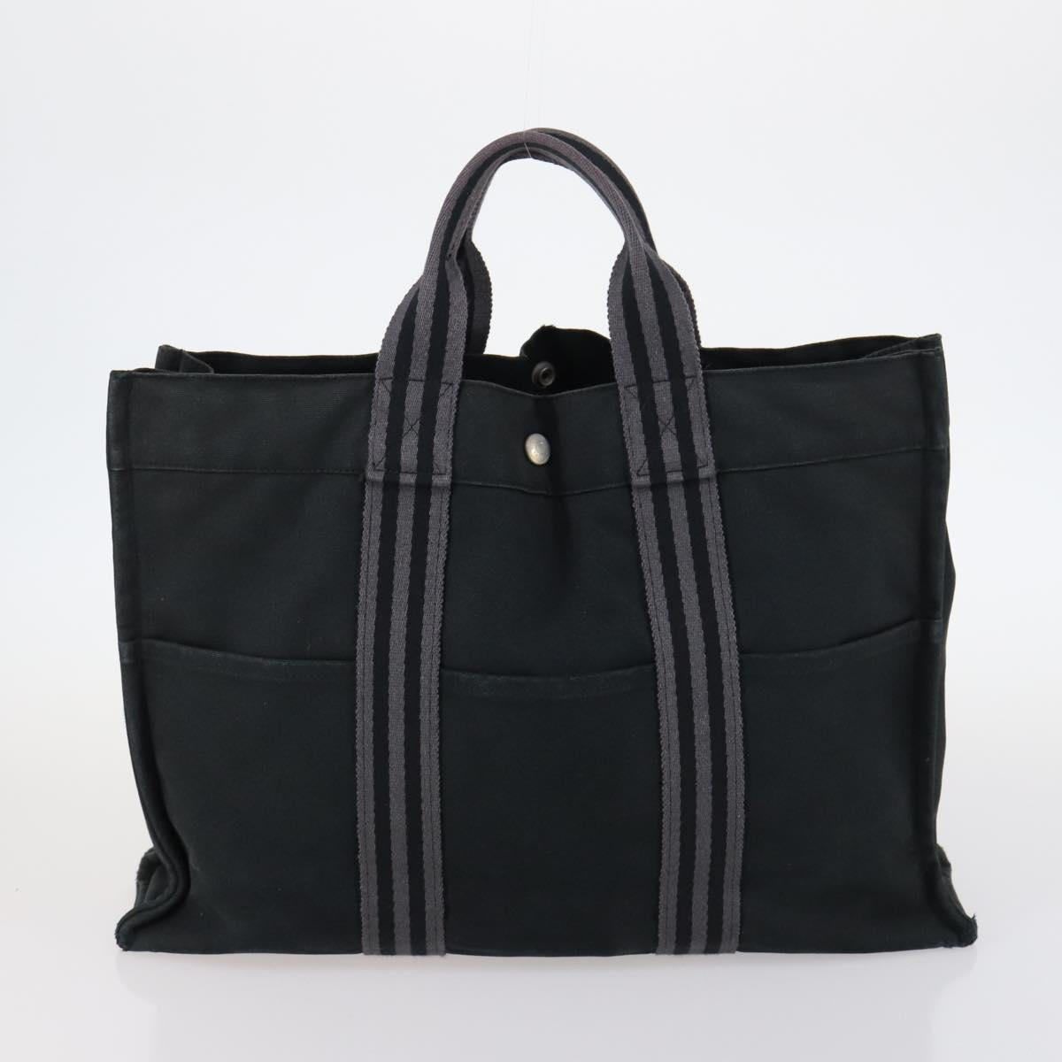 Hermes Fourre Tout Tote Canvas, BLACK, CANVAS, Handbag