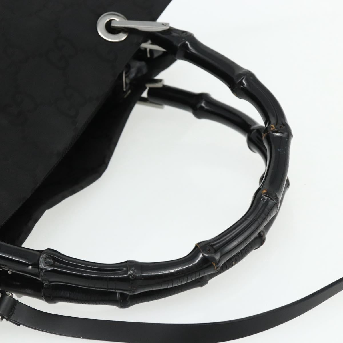 Gucci Vintage Bamboo Handle Tote GG Canvas, Black, Canvas, Tote Bag