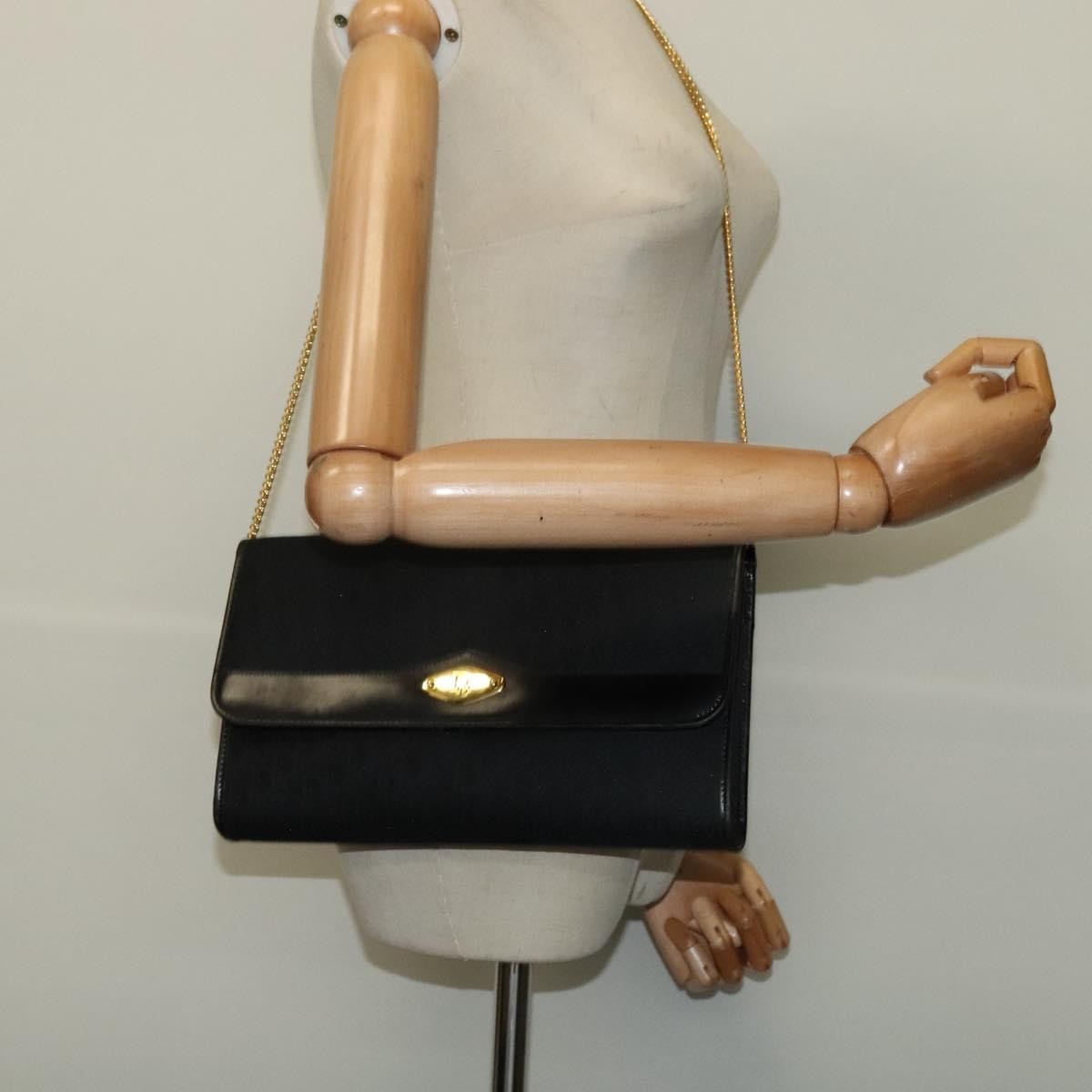 Christian Dior Vintage Trotteur Chain Canvas, Black, Canvas, Shoulder Bag