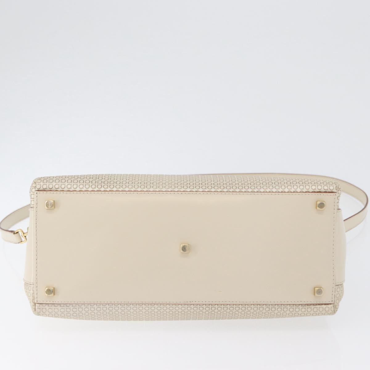 Salvatore Ferragamo Double Gancini Side Buckle Tote Leather, Beige, Leather, Handbag
