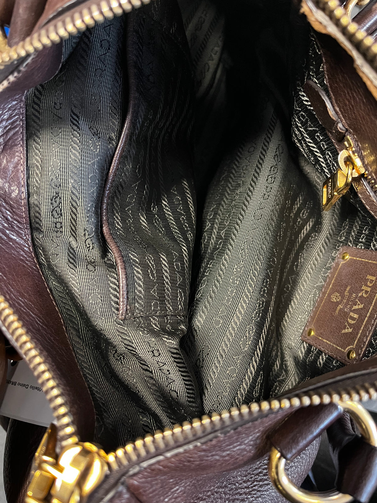 Prada Vitello Daino Convertible Tote Vitello Daino, Brown, Leather, Handbag