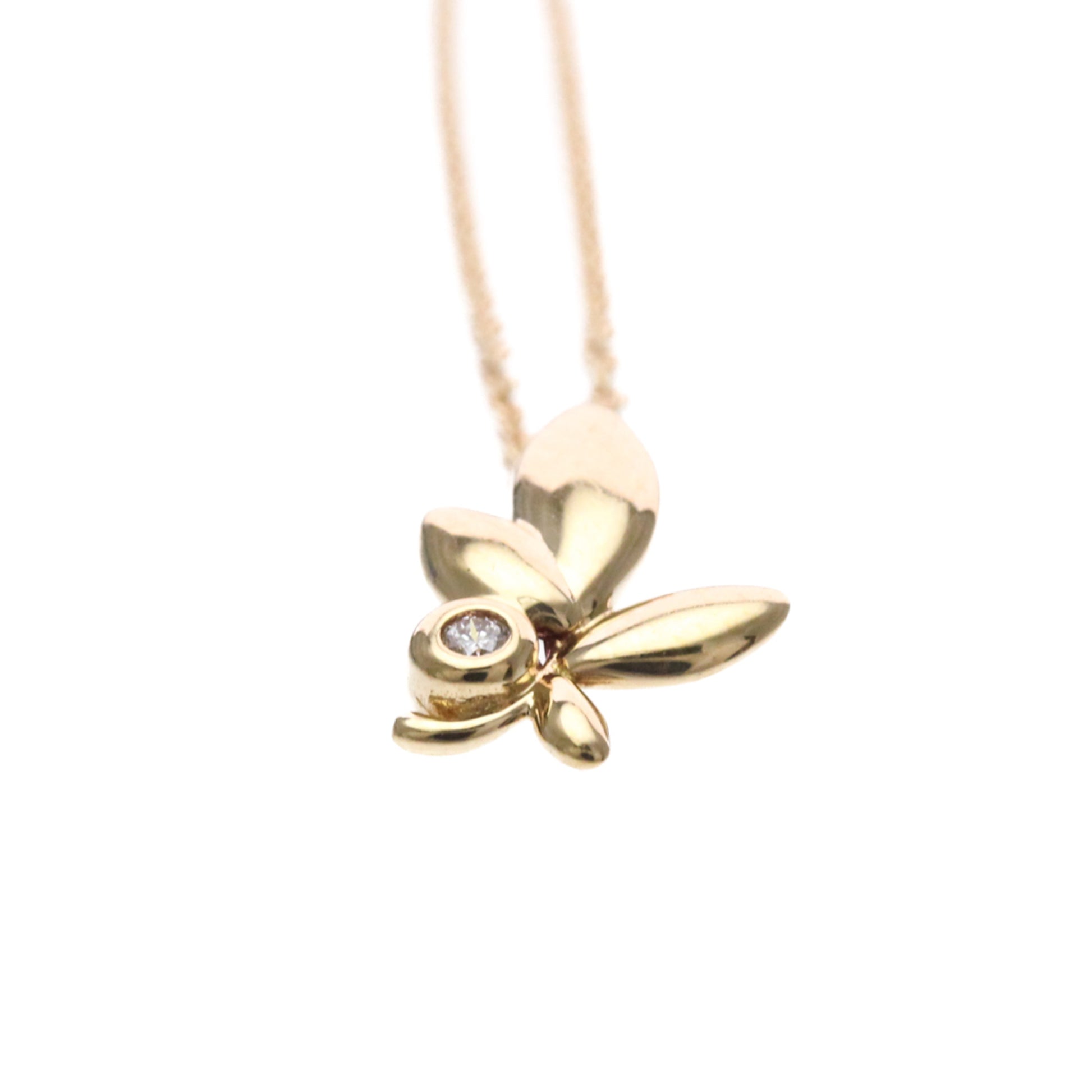 Tiffany & Co. Paloma Picasso Olive Leaf Pendant 18K Rose Gold with Diamond, Gold, Pink Gold, Necklace