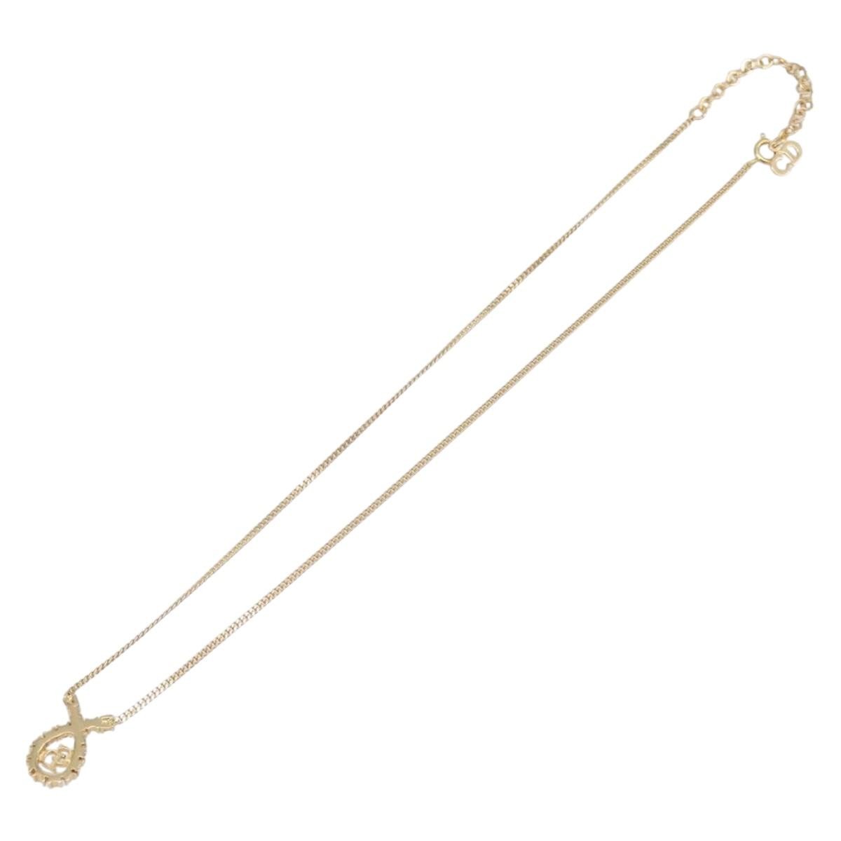 Christian Dior CD Long Metal with Beads, Gold, Metal, Necklace