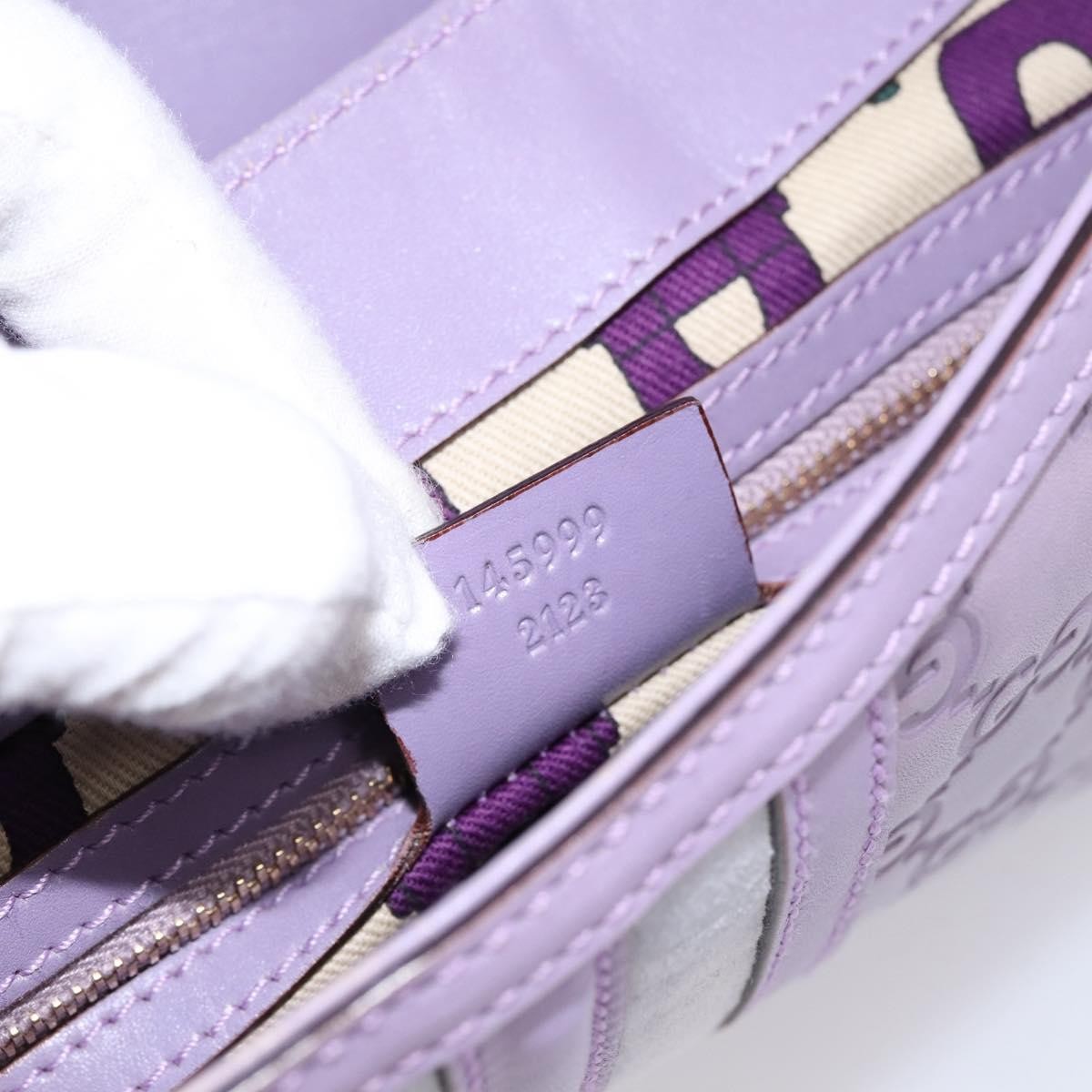 Gucci Web Flap Guccissima, Purple, Leather, Shoulder Bag