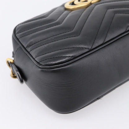 Gucci GG Marmont Monochrome Matelasse Leather, Black, Leather, Shoulder Bag