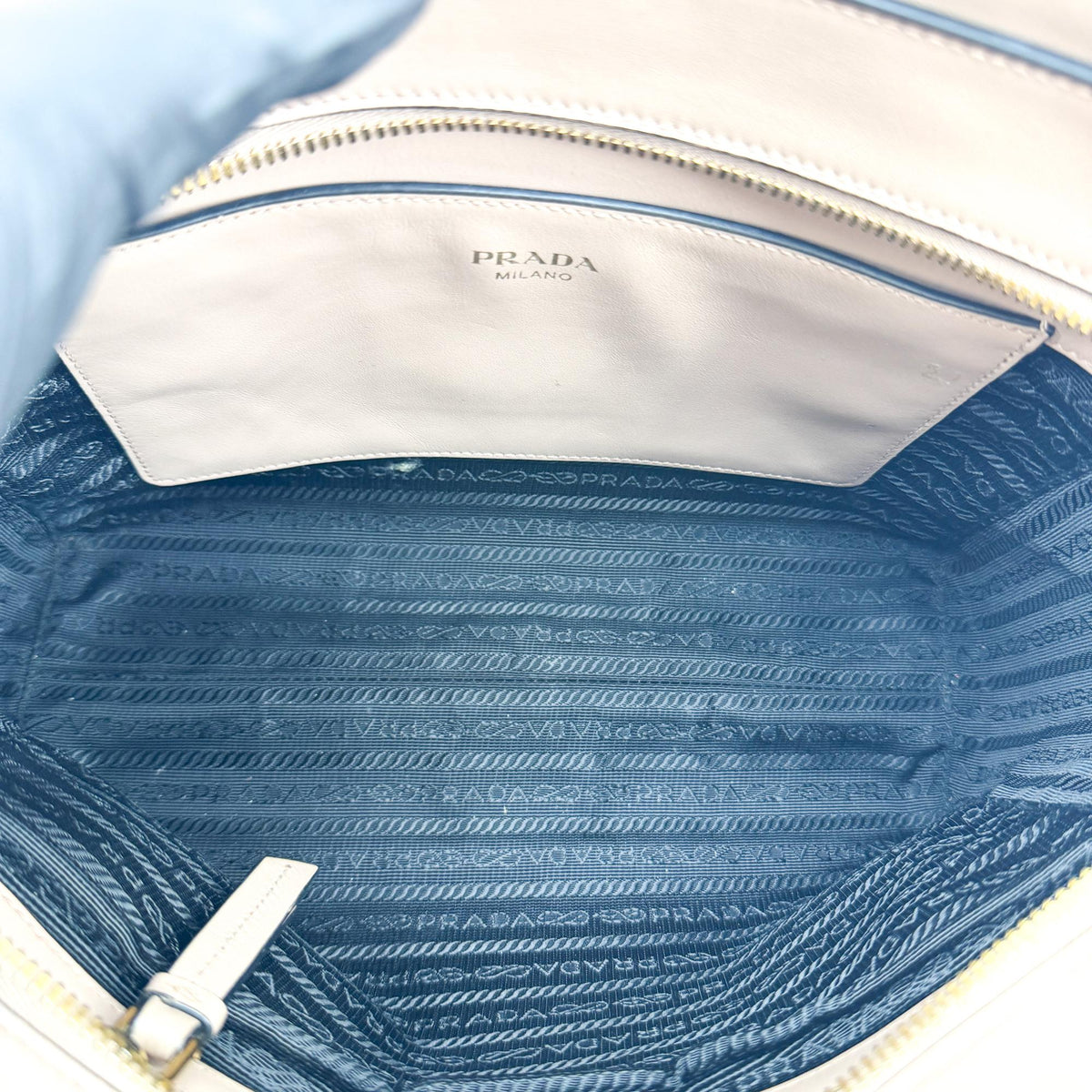 Prada Vintage Tote Leather, Beige, Leather, Tote Bag