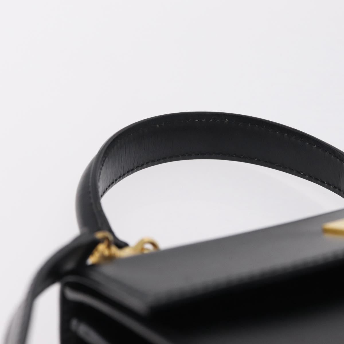 Celine Vintage Logo Top Handle Leather, Black, Leather, Handbag