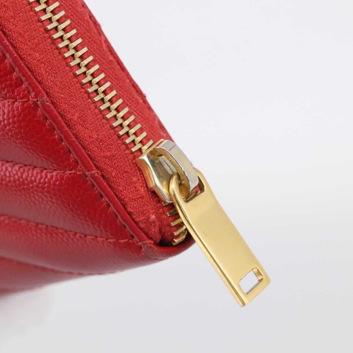 Saint Laurent Loulou Zip Around Matelasse Chevron Leather, Red, Leather, Wallet