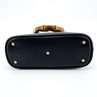 Gucci Diana NM Bamboo Dome Top Handle Leather, Black, Leather, Handbag