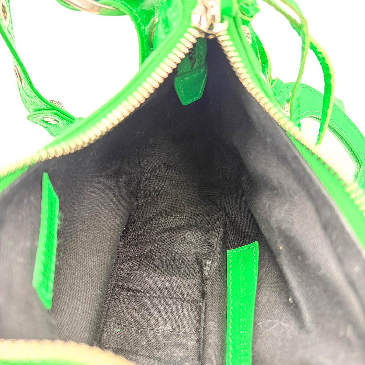 Balenciaga Le Cagole Giant Spikes Leather, Green, Leather, Shoulder Bag
