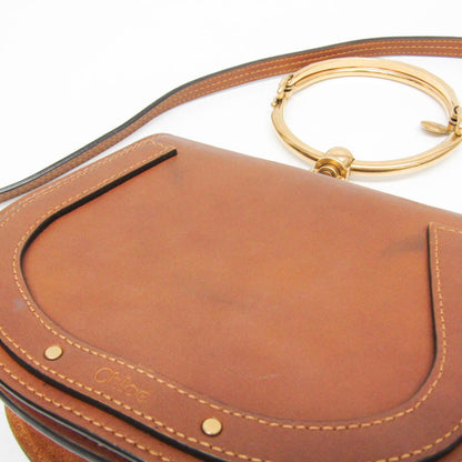 Chloe Nile Studded Suede and Leather, Brown, Leather, Crossbody Bag