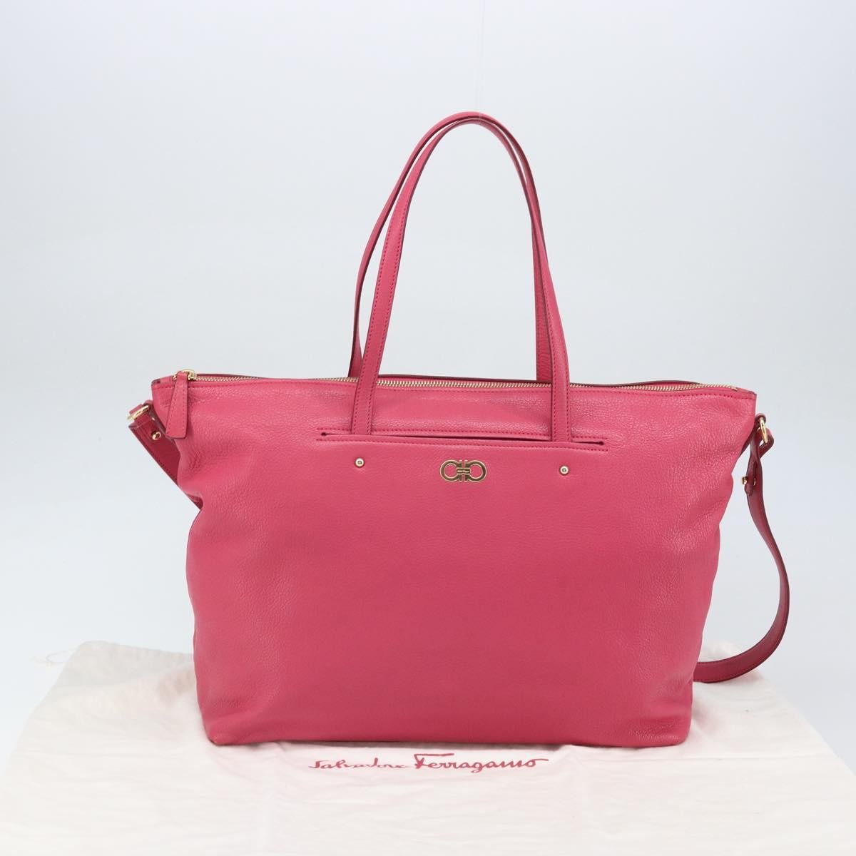 Salvatore Ferragamo Gancini Tote Leather, Pink, Leather, Tote Bag