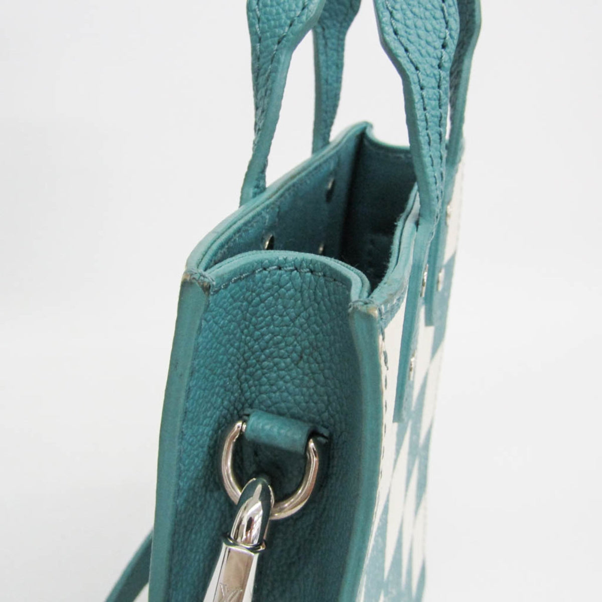 Louis Vuitton Sac Plat Limited Edition Marque Deposee Damier Giant, Turquoise, Canvas, Handbag