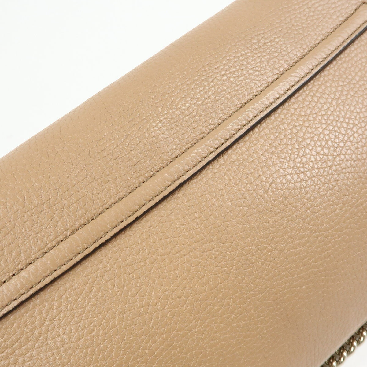 Gucci Soho Chain Leather, Beige, Leather, Crossbody Bag