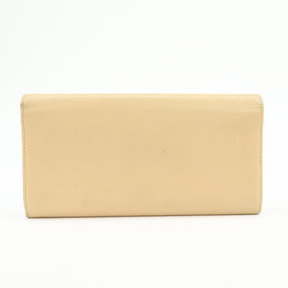 Chanel Camellia Flap Leather, Beige, Calfskin, Wallet