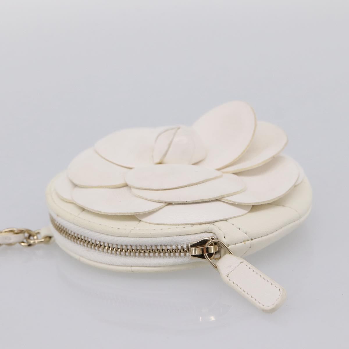 Chanel Camellia Round Clutch with Chain Lambskin, White, Leather, Clutch