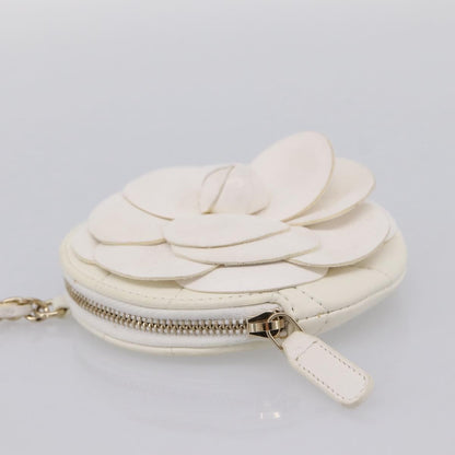 Chanel Camellia Round Clutch with Chain Lambskin, White, Leather, Clutch