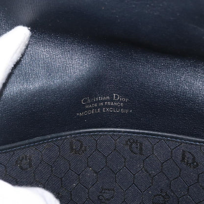 Christian Dior Vintage Honeycomb Flap Canvas and Leather, Black, Canvas, Shoulder Bag