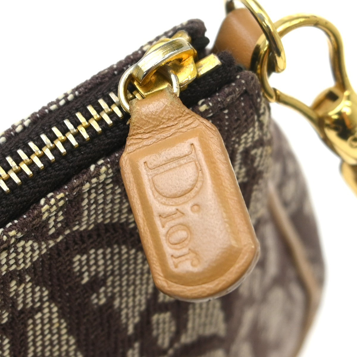 Christian Dior Vintage Saddle Bag Canvas, Brown, Canvas, Clutch