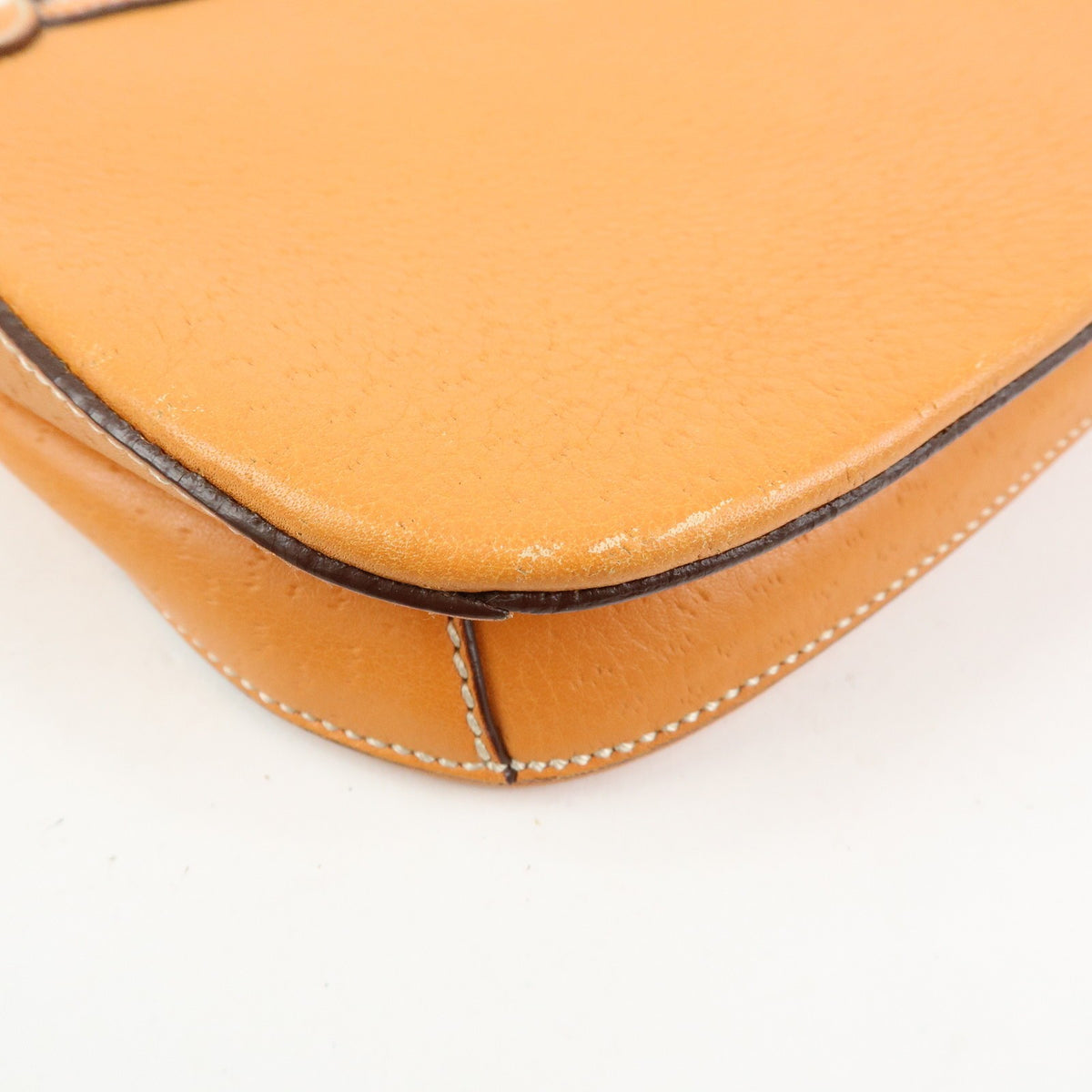 Salvatore Ferragamo Gancini Top Handle Leather, Orange, Leather, Handbag