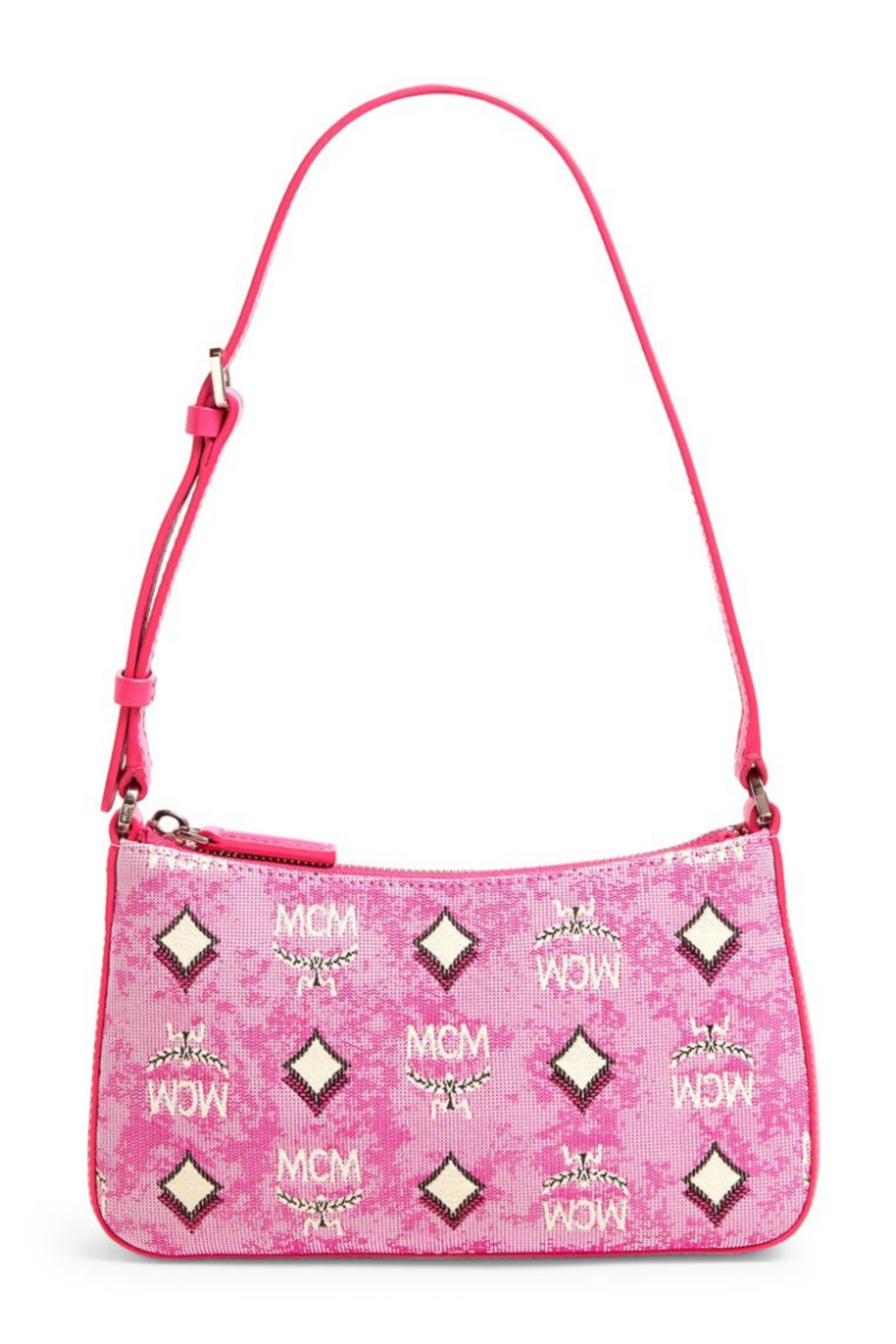 MCM Aren Shoulder Bag in Vintage Monogram Jacquard Pink