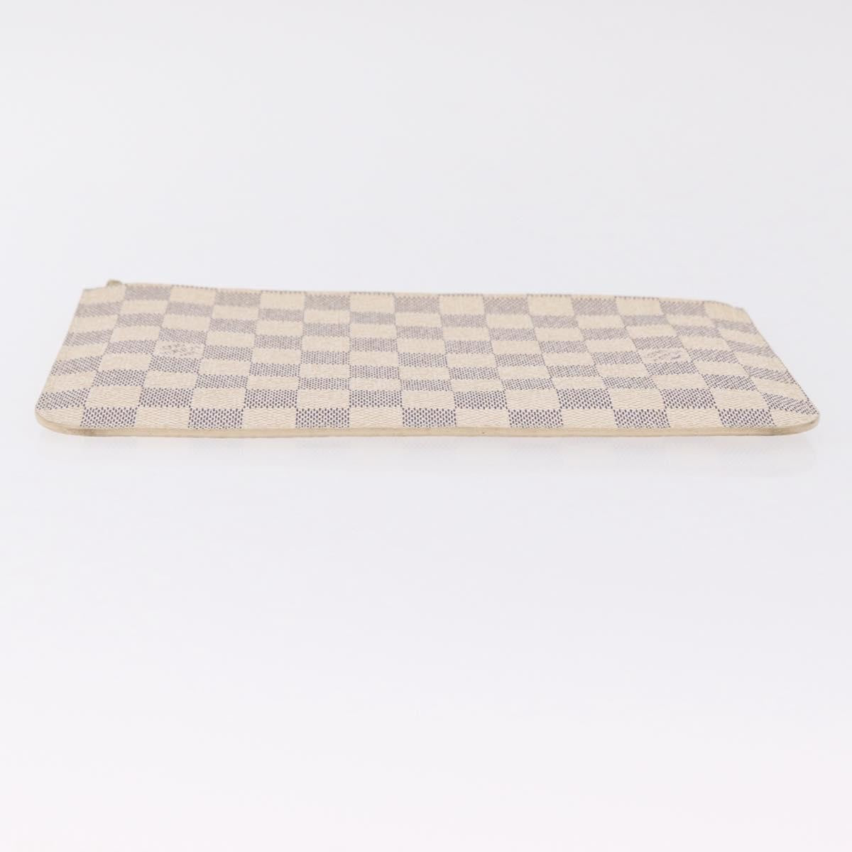 Louis Vuitton Neverfull Pochette Damier, White, Canvas, Clutch