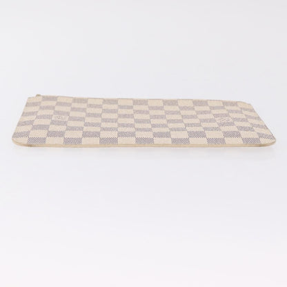 Louis Vuitton Neverfull Pochette Damier, White, Canvas, Clutch