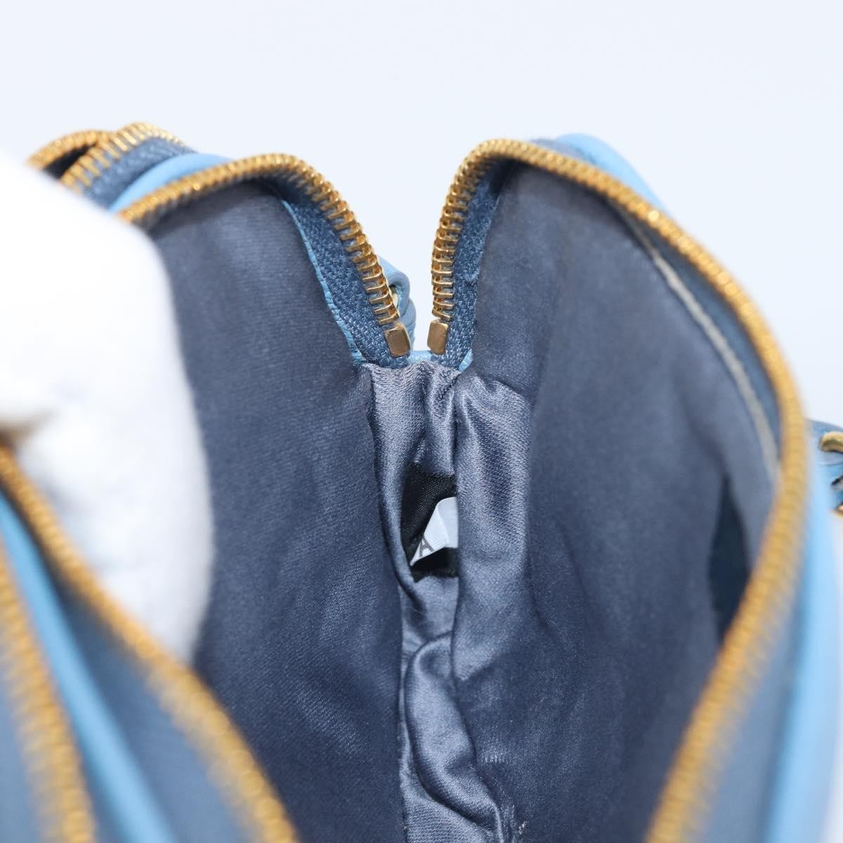 Miu Miu Double Zip Pochette Leather, Blue, Leather, Clutch