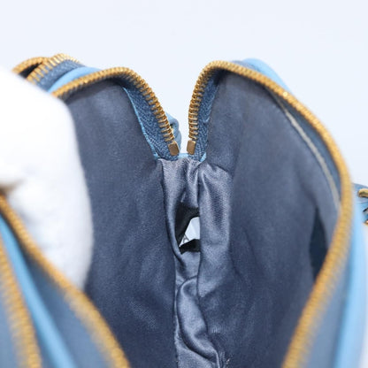 Miu Miu Double Zip Pochette Leather, Blue, Leather, Clutch
