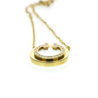 Tiffany & Co. T Circle Pendant 18K Yellow Gold with Diamond, Yellow, Yellow Gold, Necklace