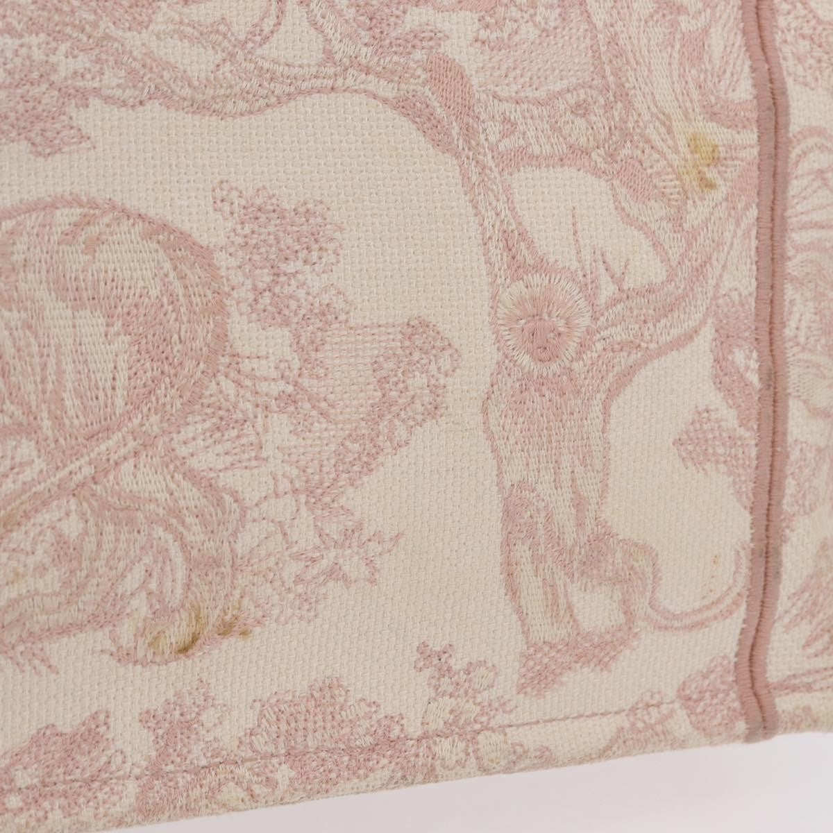 Christian Dior Book Embroidered Canvas, Pink, Canvas, Tote Bag