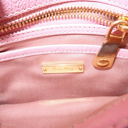 Miu Miu Madras Top Handle Leather, Pink, Leather, Handbag