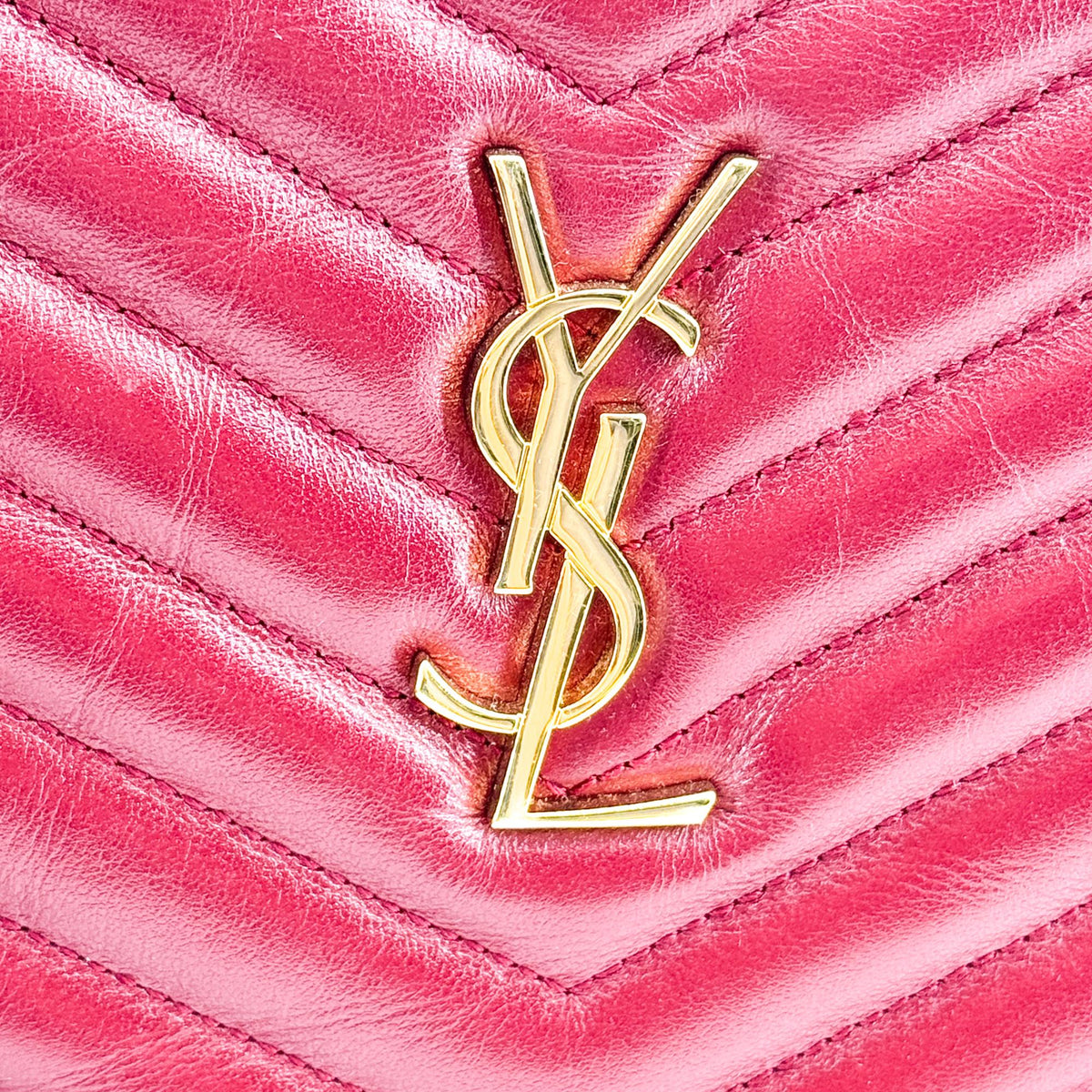 Saint Laurent Classic Monogram Wristlet Matelasse Chevron Leather, Burgundy, Leather, Clutch