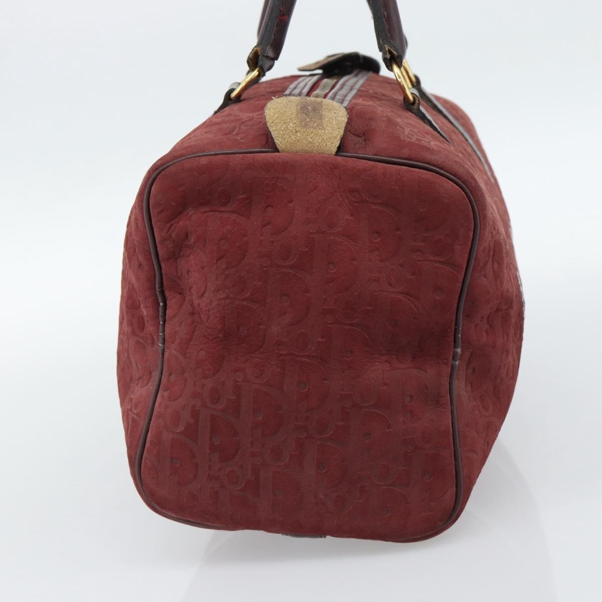 Christian Dior Boston Embossed Patent, Burgundy, Suede, Handbag