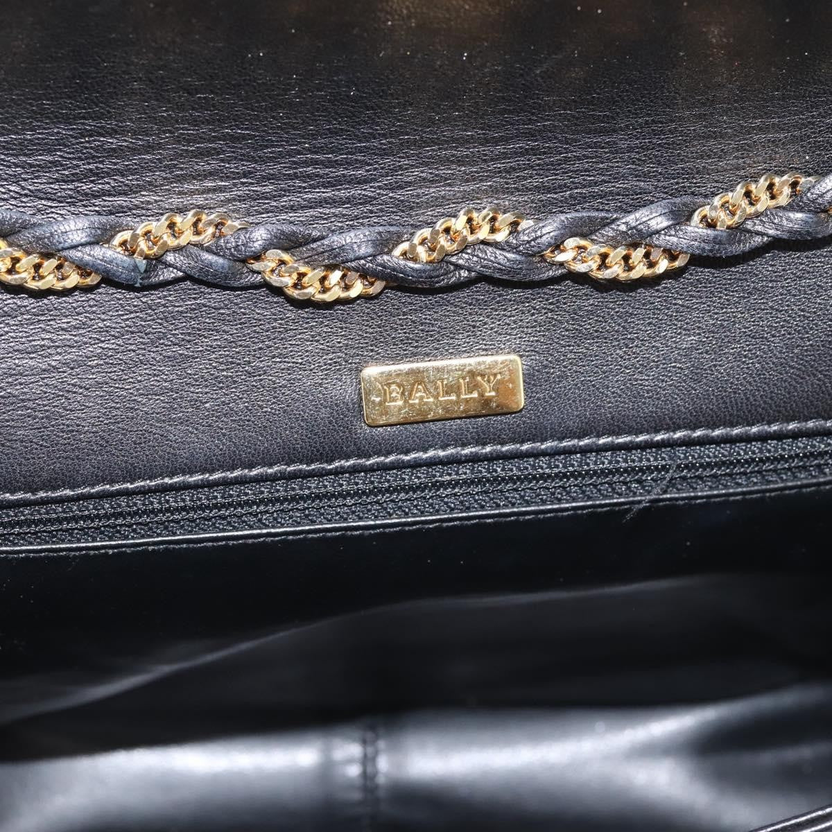 Bally Vintage Chain Quilted Leather, Black, Leather, Shoulder Bag