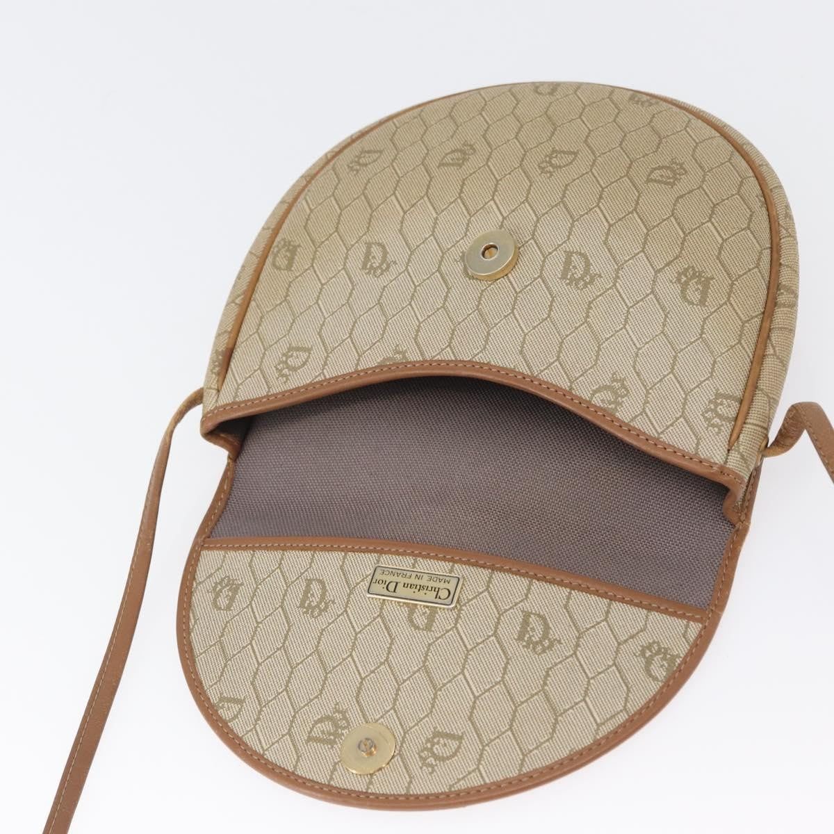Christian Dior Vintage Honeycomb Flap Canvas and Leather, Beige, Canvas, Shoulder Bag
